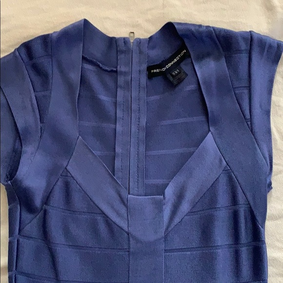 FRENCH CONNECTION BANDAGE BODYCON DRESS BLUE SIZE 6 SIMILAR TO HERVE LEGER - Picture 3 of 12